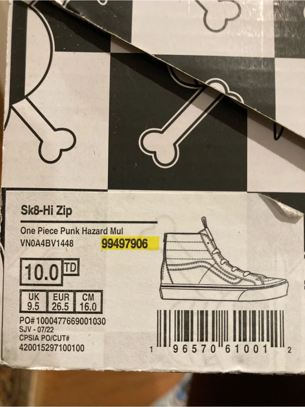 Vans Sk8-Hi Zip One Piece Punk Hazard Mule Box Art — Black & White